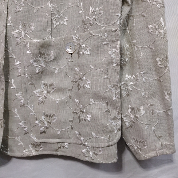 Vintage Nardis of Dallas Irish Linen Blazer Women's S Floral Embroidery 80s 90s - Picture 4 of 8